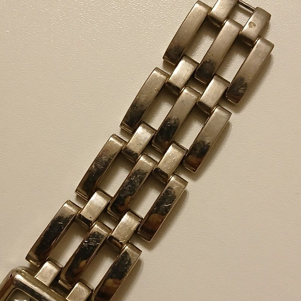 Vintage 90s Saint Laurent Women's Silver Tone Square MOP Dial Quartz Watch - Picture 16 of 17